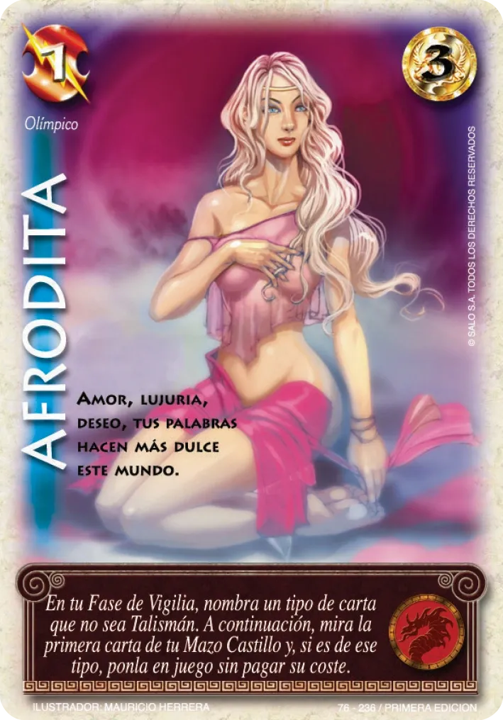 Aphrodite card from Mitos y Leyendas.