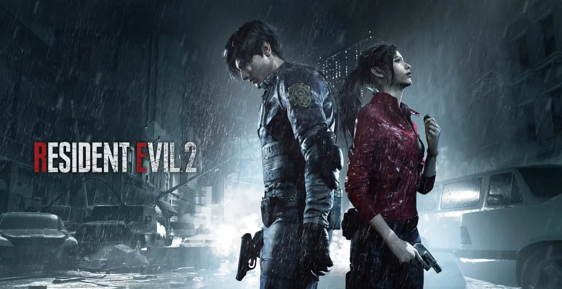 Leon and Claire key art from Resident Evil 2.